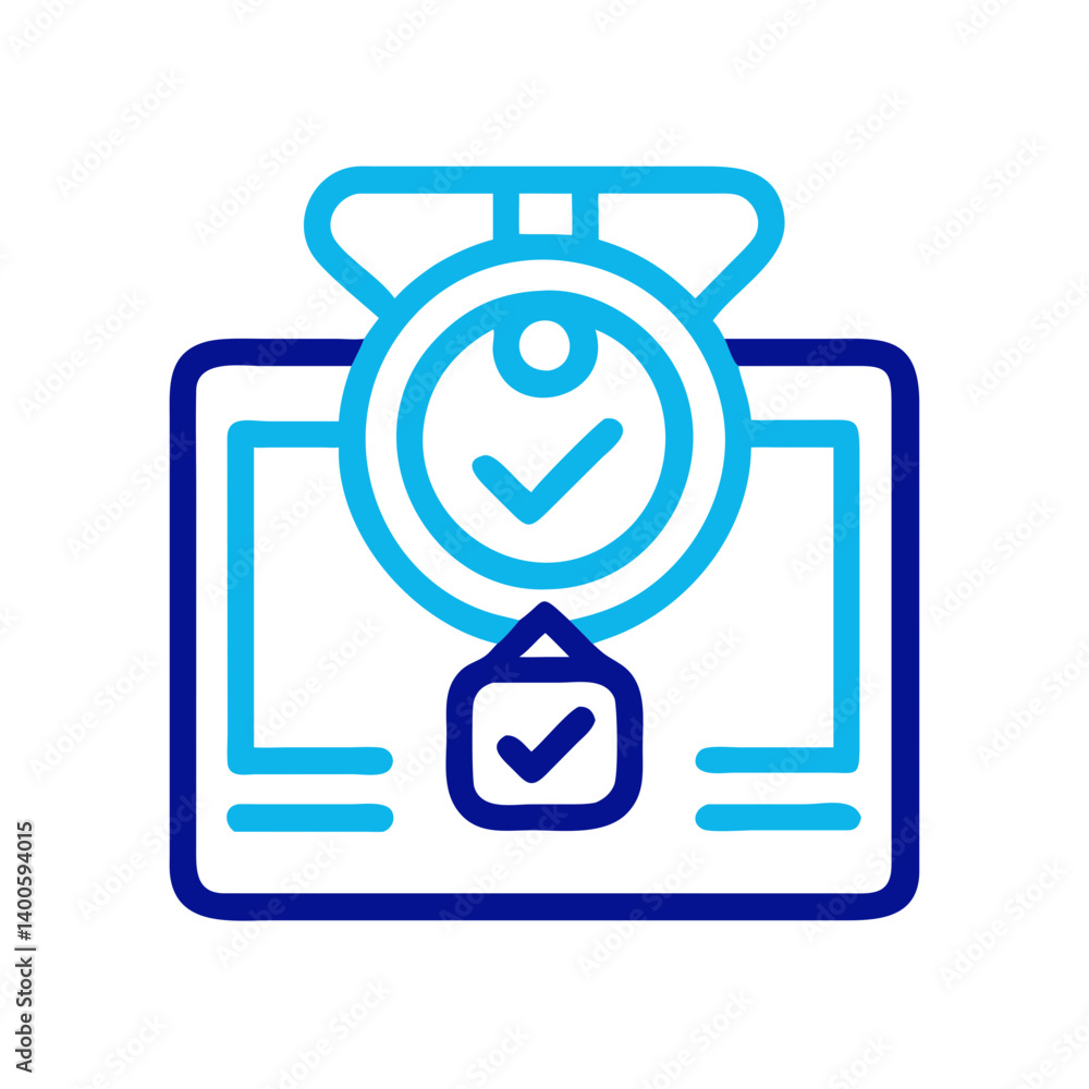 Poster verified badge icon with padlock symbol representing trust and security concept