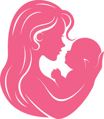 women and child logo design mother's day special. Happy mothers day silhouette for best mom and child love.