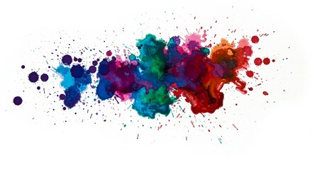 Fototapeta premium Colorful watercolor paint splashes on white background 