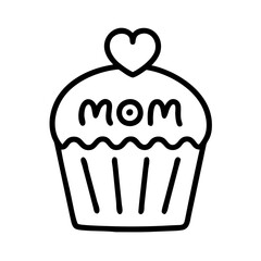 Mom cupcake with heart topper vector illustration for mothers day celebration and birthday party