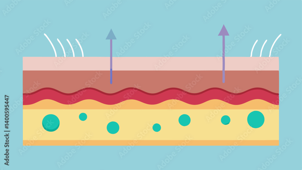 Poster layered skin structure display a crosssection of skin layers highlighting how nanoparticles travel f
