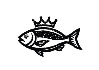 royal king mascot logo design vector with modern illustration concept style. Colorful Flower horn fish mandala arts isolated on black background
