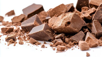 Fototapeta premium Close up of broken dark chocolate pieces