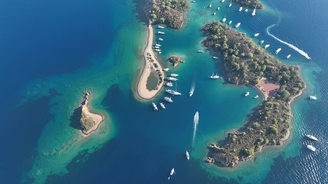 Turkish Maldives Gocek Islands Drone Video, Gocek Fethiye, Mugla Turkiye (Turkey)