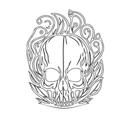 Ornamental Skull Engraving with Decorative Elements