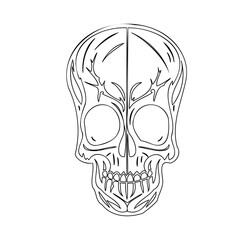Ornamental Skull Icon with Decorative Elements