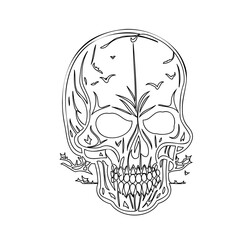 Unique Skull Tattoo Sketch Graphic Illustration