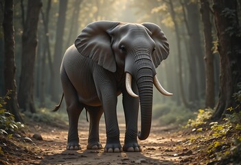 Fototapeta premium An Elephant Is Standing in the Wild