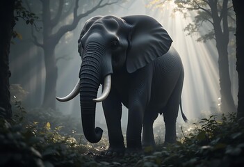 Fototapeta premium An Elephant Is Standing in the Wild