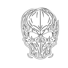 Stylized Skull Illustration with Fiery Accents