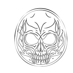Unique Black and White Skull Ornamental Graphic