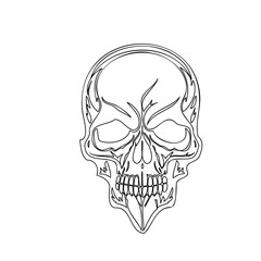 Intricate Skull Line Art on White Background