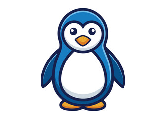 Cute Penguin Standing Cartoon Vector Icon. Penguin flat vector illustration on white background.