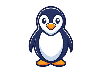 Cute Penguin Standing Cartoon Vector Icon. Penguin flat vector illustration on white background.