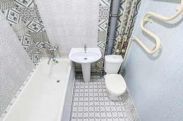 interior apartment room bathroom, sink, decorative elements, toilet
