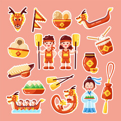 Dragon Boat Festival cute style sticker set