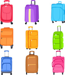 soft shell suitcase set cartoon vector illustration