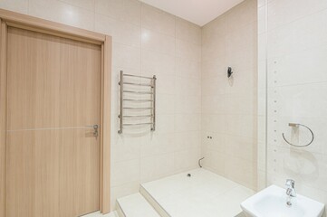 interior apartment room bathroom, sink, decorative elements, toilet