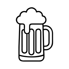 Outline beer mug vector illustration, beer glass with foam, beer icon for pub and brewery design