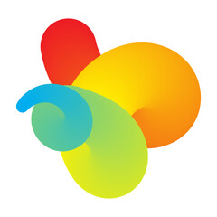 Colorful abstract swirling shape isolated