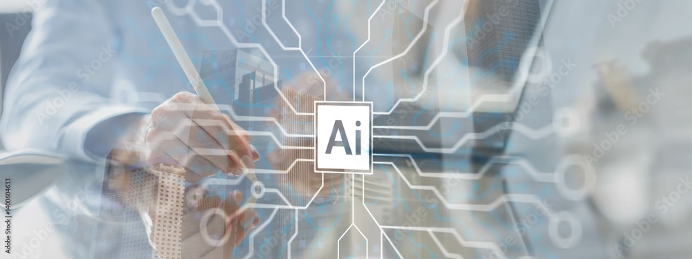 Poster artificial intelligence connectivity and business applications.