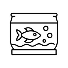 Aquarium fish tank outline vector icon illustration for pet shop and fish keeping hobbyists