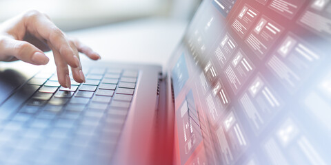 Digital Human Resources Management and Organizational Structure Displayed on a Virtual Interface.