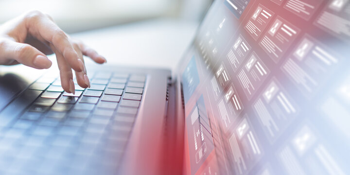 Digital Human Resources Management and Organizational Structure Displayed on a Virtual Interface.