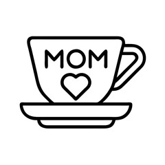 Mom love heart coffee cup vector illustration for mother's day gift present icon graphic design