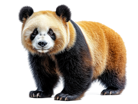 A high-resolution studio photograph full body shot of a Giant Panda on a pure white background, perfect for dicut, animal sysbol of China.