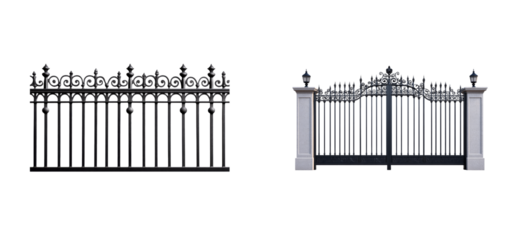 Two distinct iron gate designs are displayed