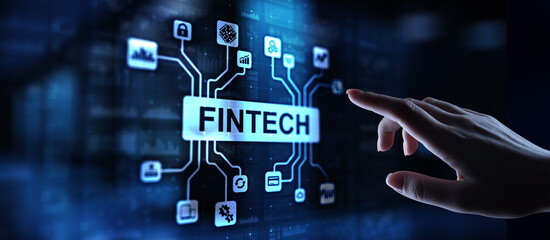 Fintech Financial technology Cryptocurrency investment and digital money. Business concept on virtual screen.