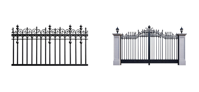 Two distinct iron gate designs are displayed