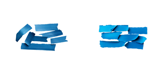 Different shades of blue paint strokes on a transparent background