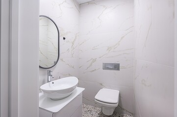 interior apartment room bathroom, sink, decorative elements, toilet