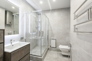interior apartment room bathroom, sink, decorative elements, toilet