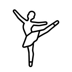 Outline vector illustration of a ballet dancer in arabesque pose isolated on white background