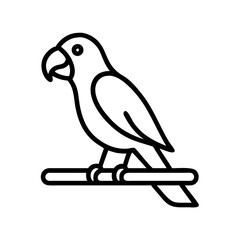 Parrot outline vector illustration perched on branch exotic bird tropical animal drawing design icon 90