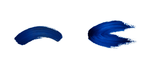 Artistic blue paint strokes on a transparent background