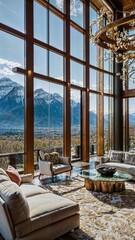 A view of a stunning mansion with a breathtaking panorama in Aspen, Colorado, USA, visualized from a real image