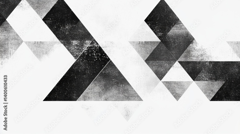 Poster Geometric triangle pattern showcases a clean black and white design with a repeating minimalist motif ideal for modern decor or graphic projects