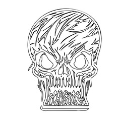 Stylized Skull Line Art Spooky Halloween Theme