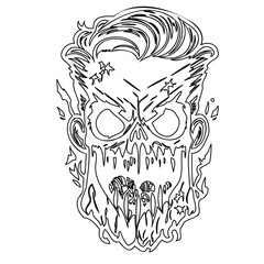 Stylized Skull Design with Modern Hairstyle Element