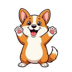Fototapeta premium Hand-drawn Corgi Dog cartoon vector illustration