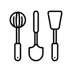 Kitchen cooking utensils whisk spatula ladle vector illustration for culinary needs design