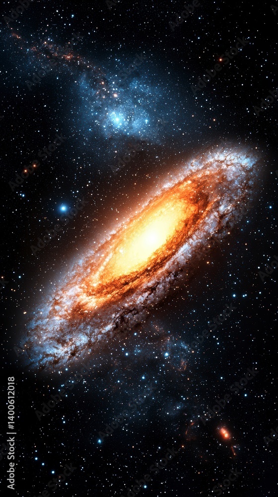 Poster exploring cosmic wonders galaxy formation outer space digital art infinite universe high-resolution 