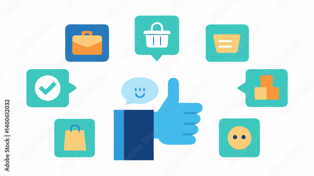 Poster product recommendations a display of product images with thumbsup icons next to them indicating that