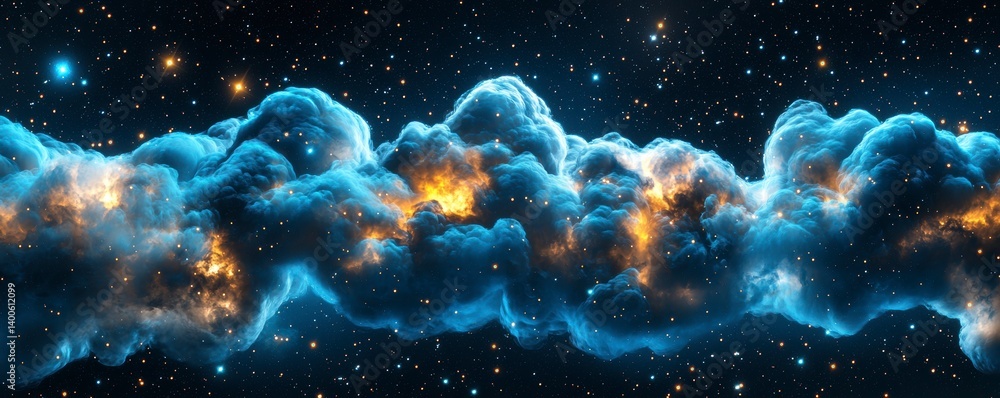 Poster cosmic explosion of colorful nebula outer space digital art galactic environment wide-angle view ast