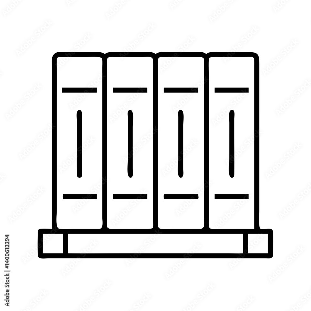 Aufkleber bookshelf illustration: vector image of books on shelf for library and reading room design needs