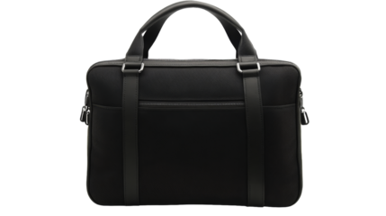 Modern black briefcase isolated on transparent background
